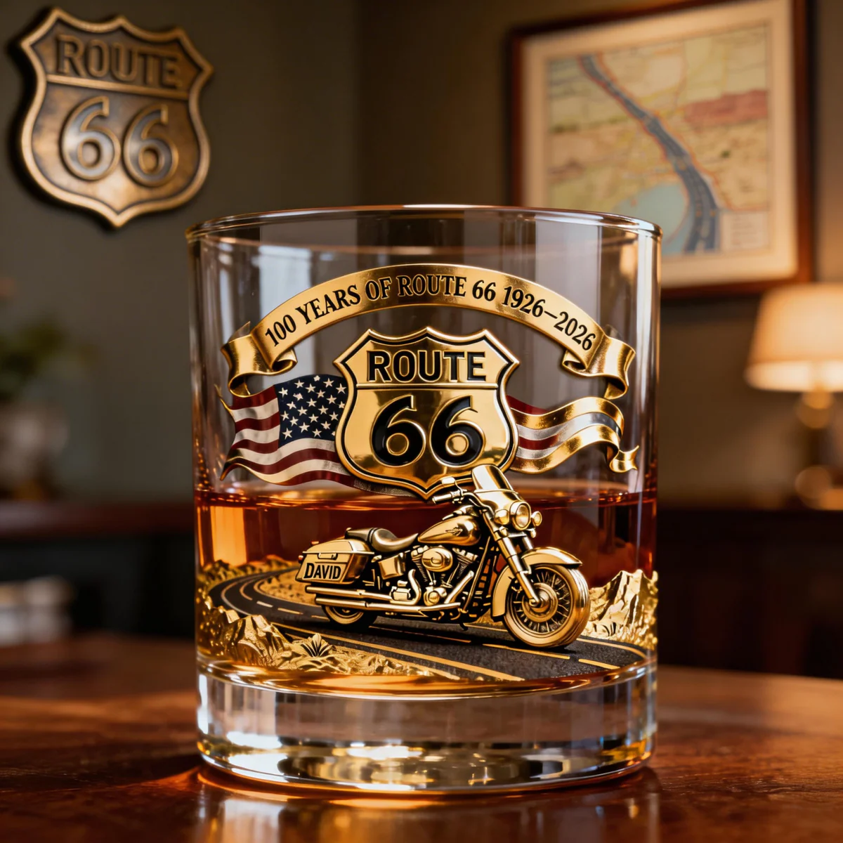 100 Years Of Route Personalized Gifts For Bikers 11oz Whisky Glass - Image 3