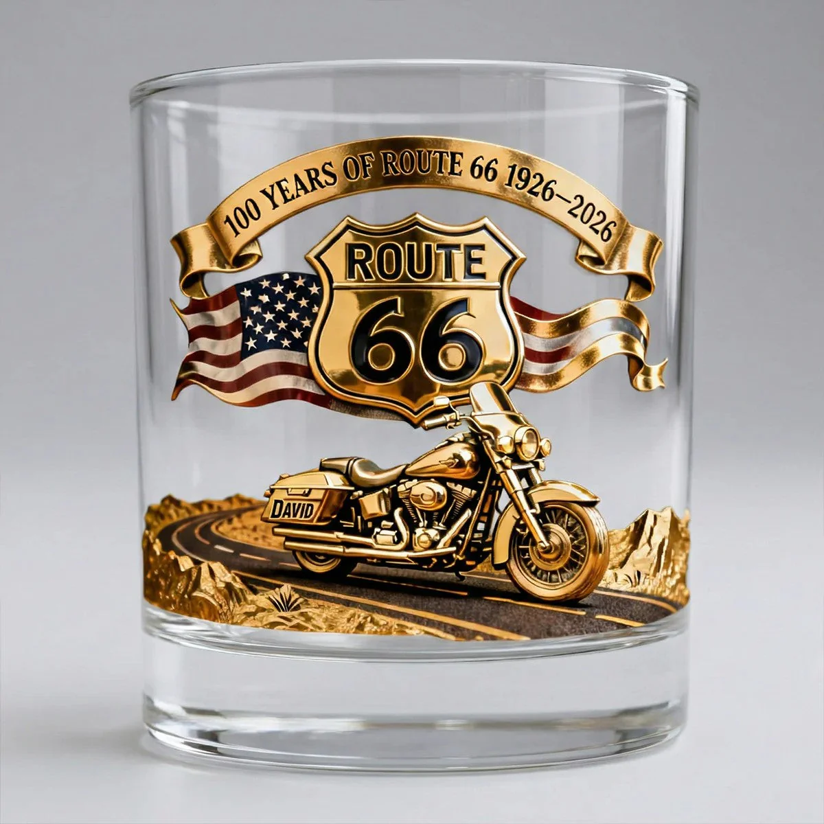 100 Years Of Route Personalized Gifts For Bikers 11oz Whisky Glass - Image 4