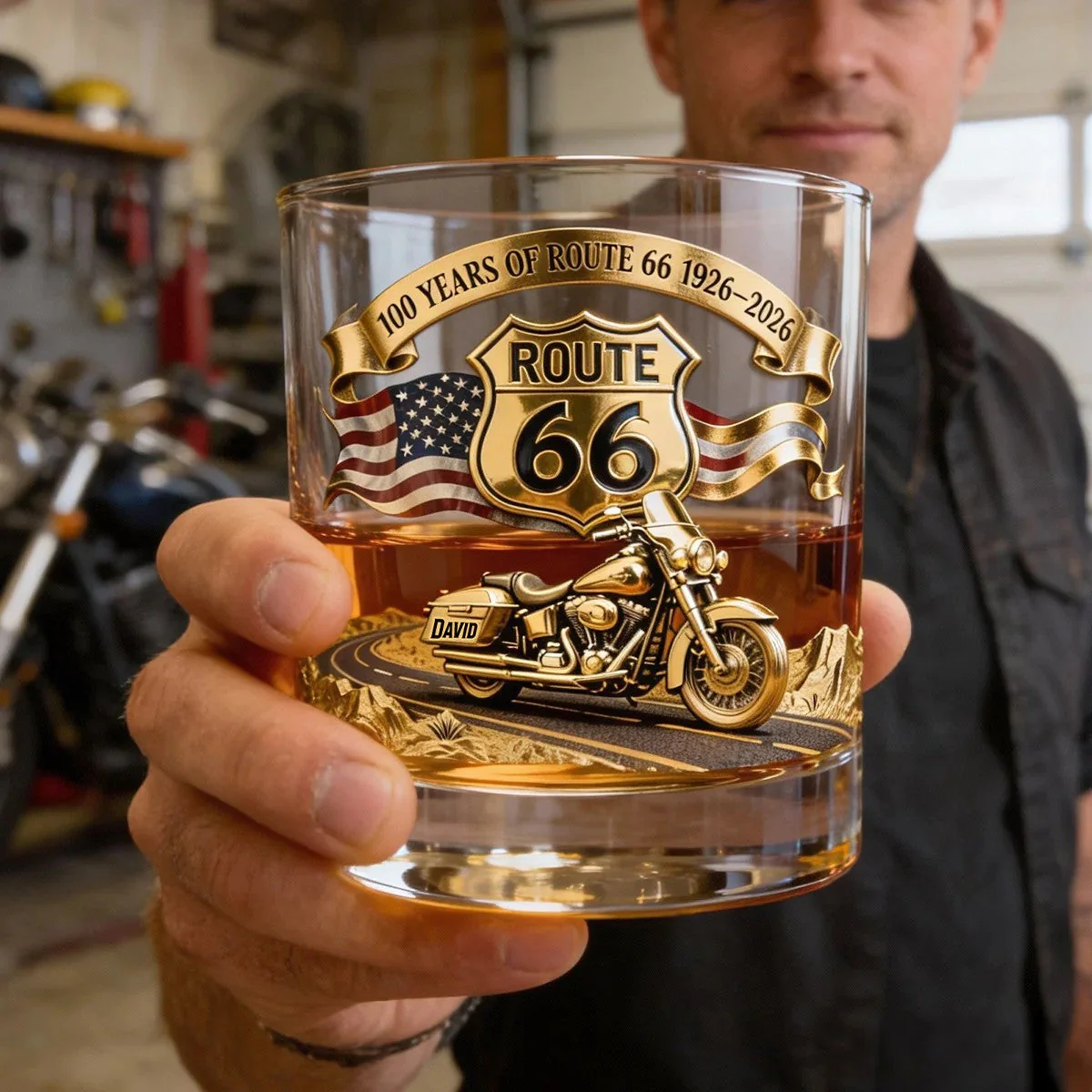 100 Years Of Route Personalized Gifts For Bikers 11oz Whisky Glass - Image 5