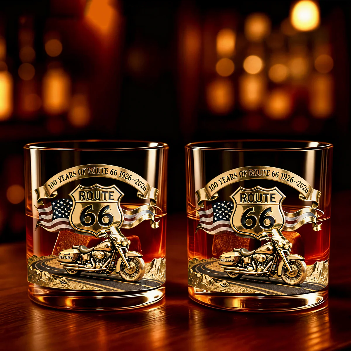 100 Years Of Route Personalized Gifts For Bikers 11oz Whisky Glass - Image 6