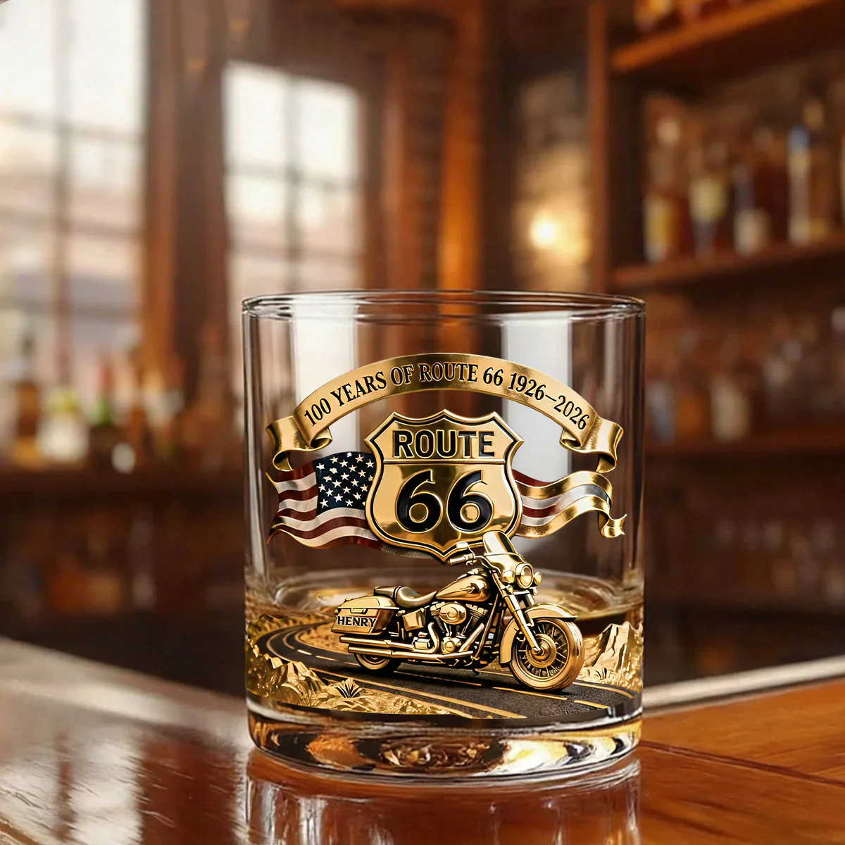 100 Years Of Route Personalized Gifts For Bikers 11oz Whisky Glass - Image 7