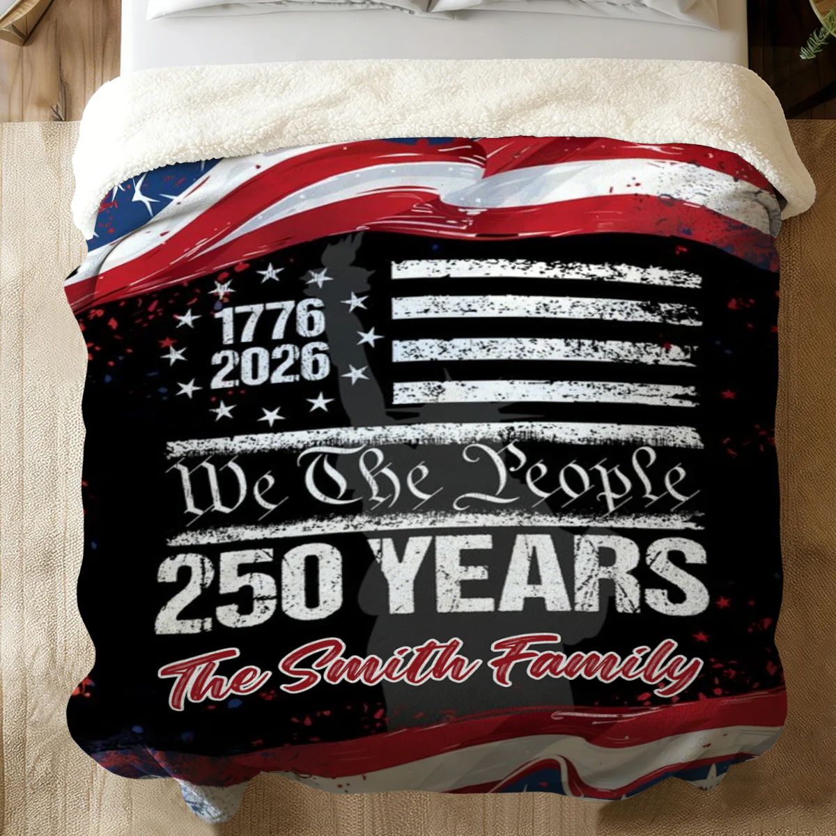 250 Years America 250th Birthday 1776-2026 Personalized Blanket Gift for Family - Image 2