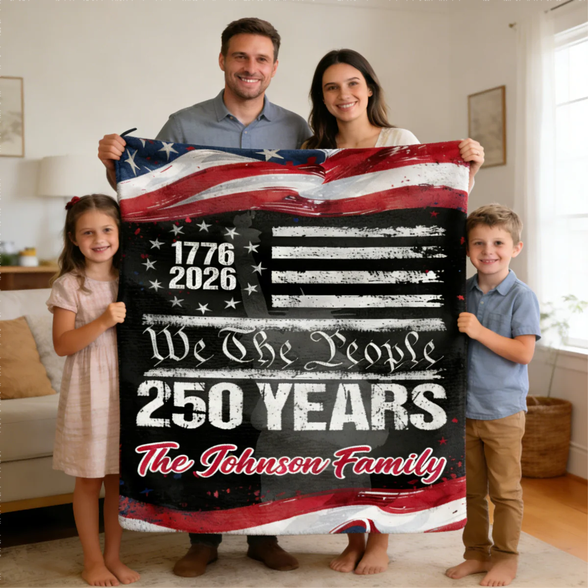 250 Years America 250th Birthday 1776-2026 Personalized Blanket Gift for Family - Image 3