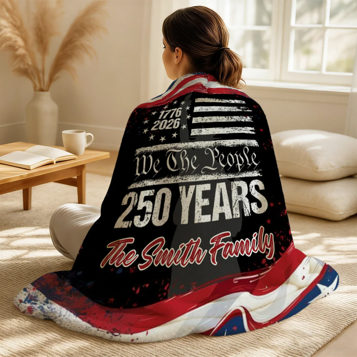 250 Years America 250th Birthday 1776-2026 Personalized Blanket Gift for Family - Image 4