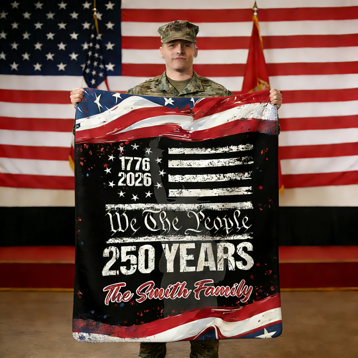 250 Years America 250th Birthday 1776-2026 Personalized Blanket Gift for Family - Image 6