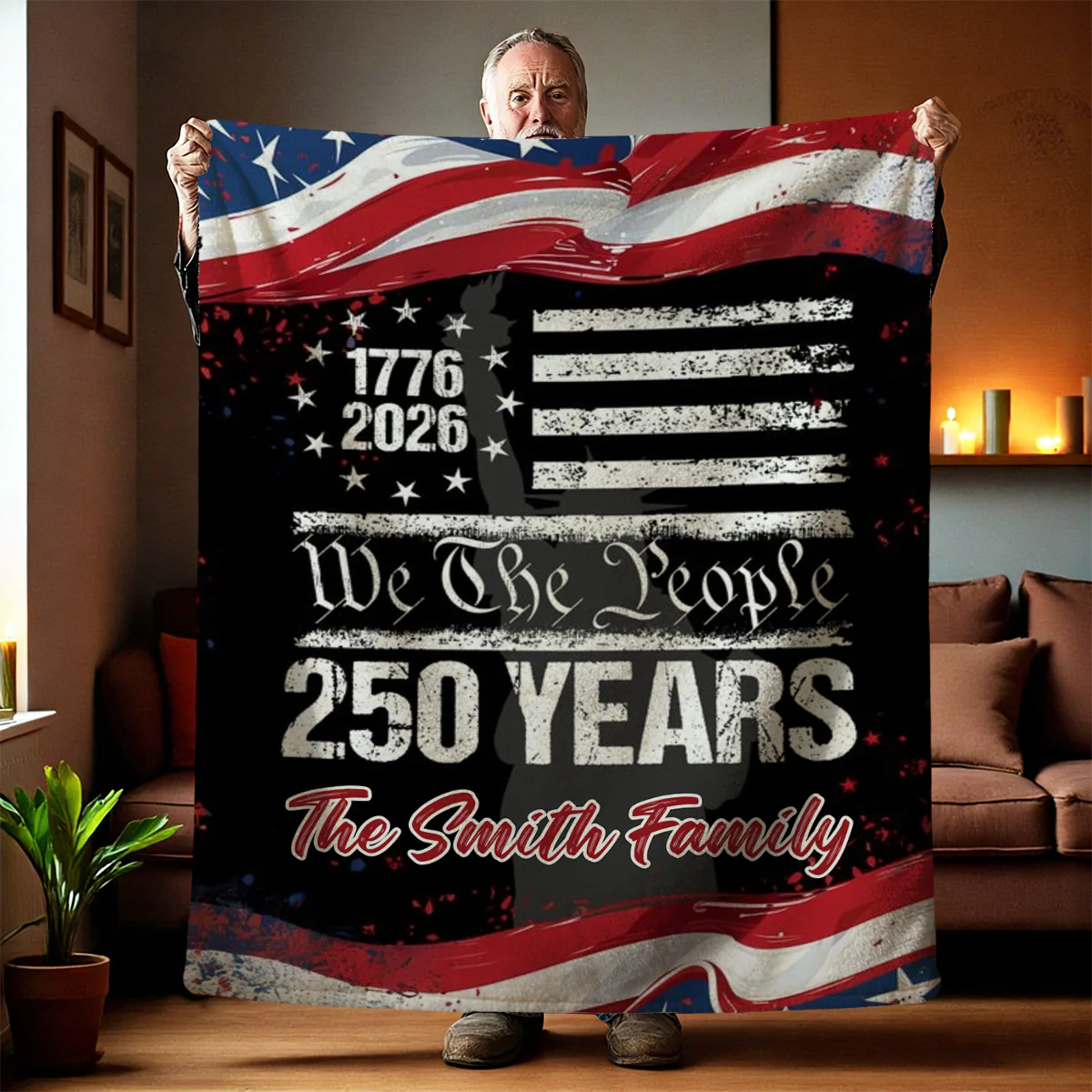 250 Years America 250th Birthday 1776-2026 Personalized Blanket Gift for Family - Image 7