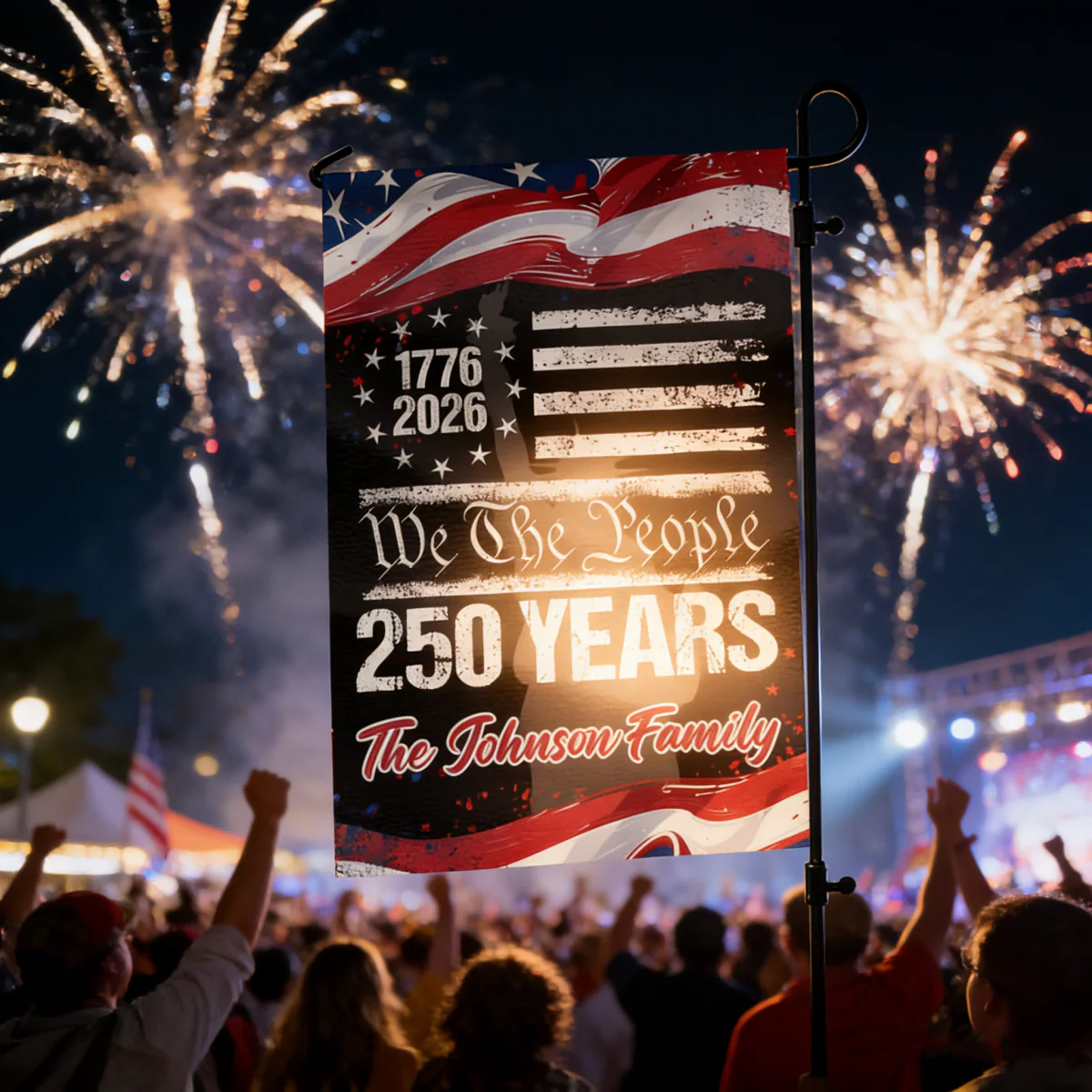 250 Years America 250th Birthday 1776-2026 Personalized Garden Flag Gift for Family - Image 3