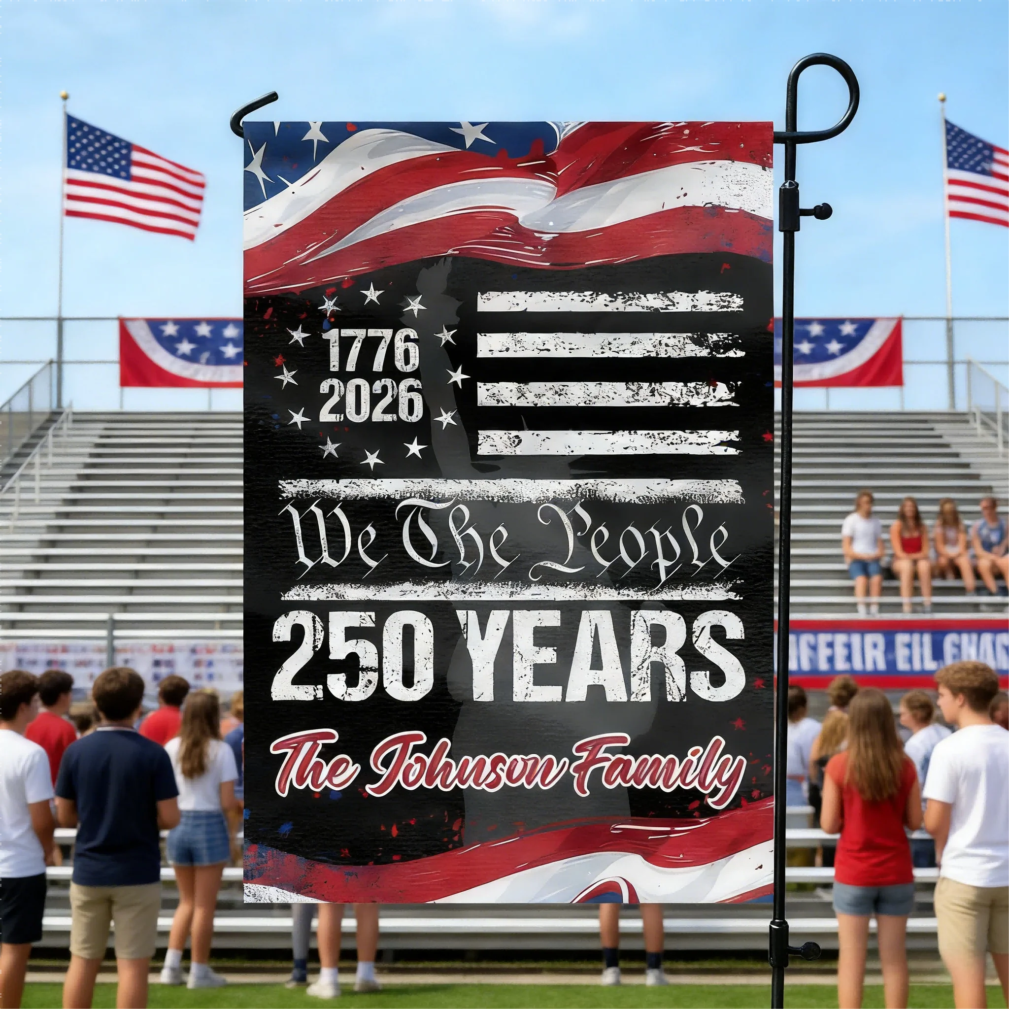 250 Years America 250th Birthday 1776-2026 Personalized Garden Flag Gift for Family - Image 5