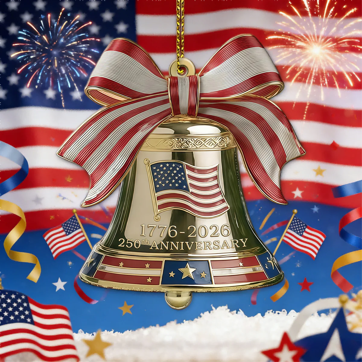 250 years of America Anniversary Liberty Bell Ornament 1776–2026 Patriotic - Image 4