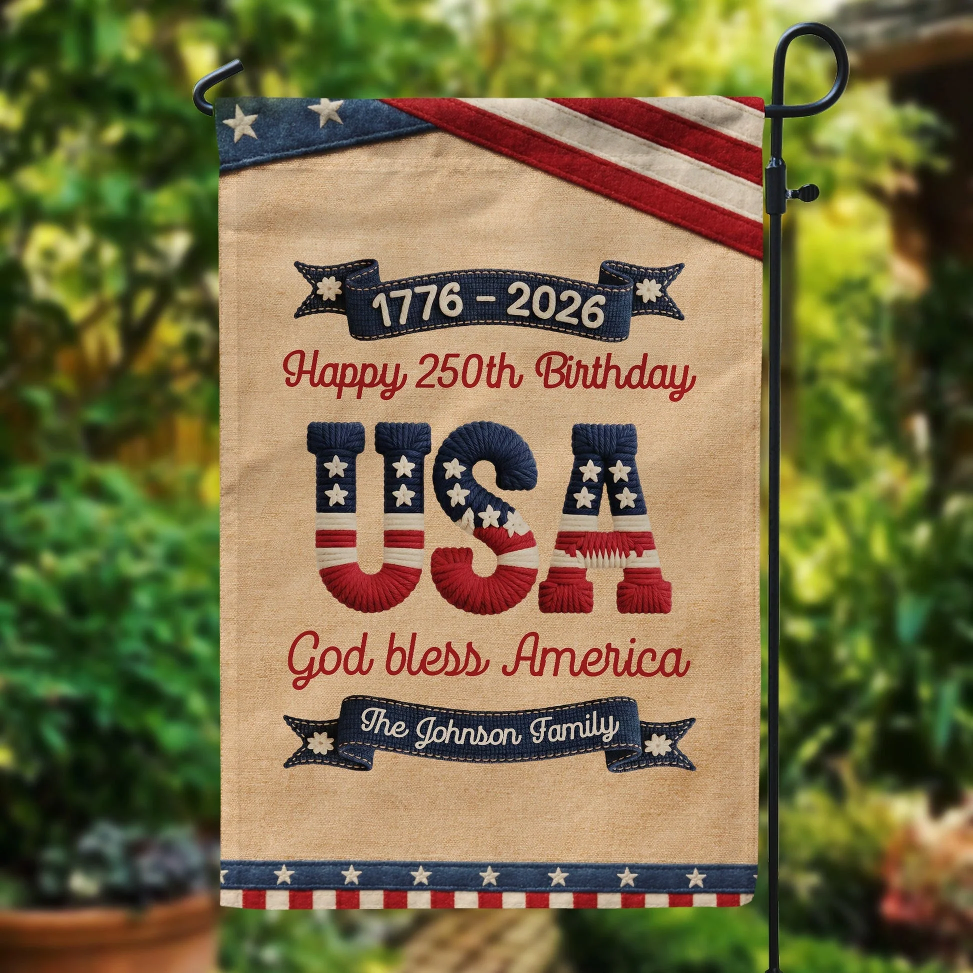 250 Years Of Freedom Usa Birthday Faux Pattern - Personalized Flag - Image 3