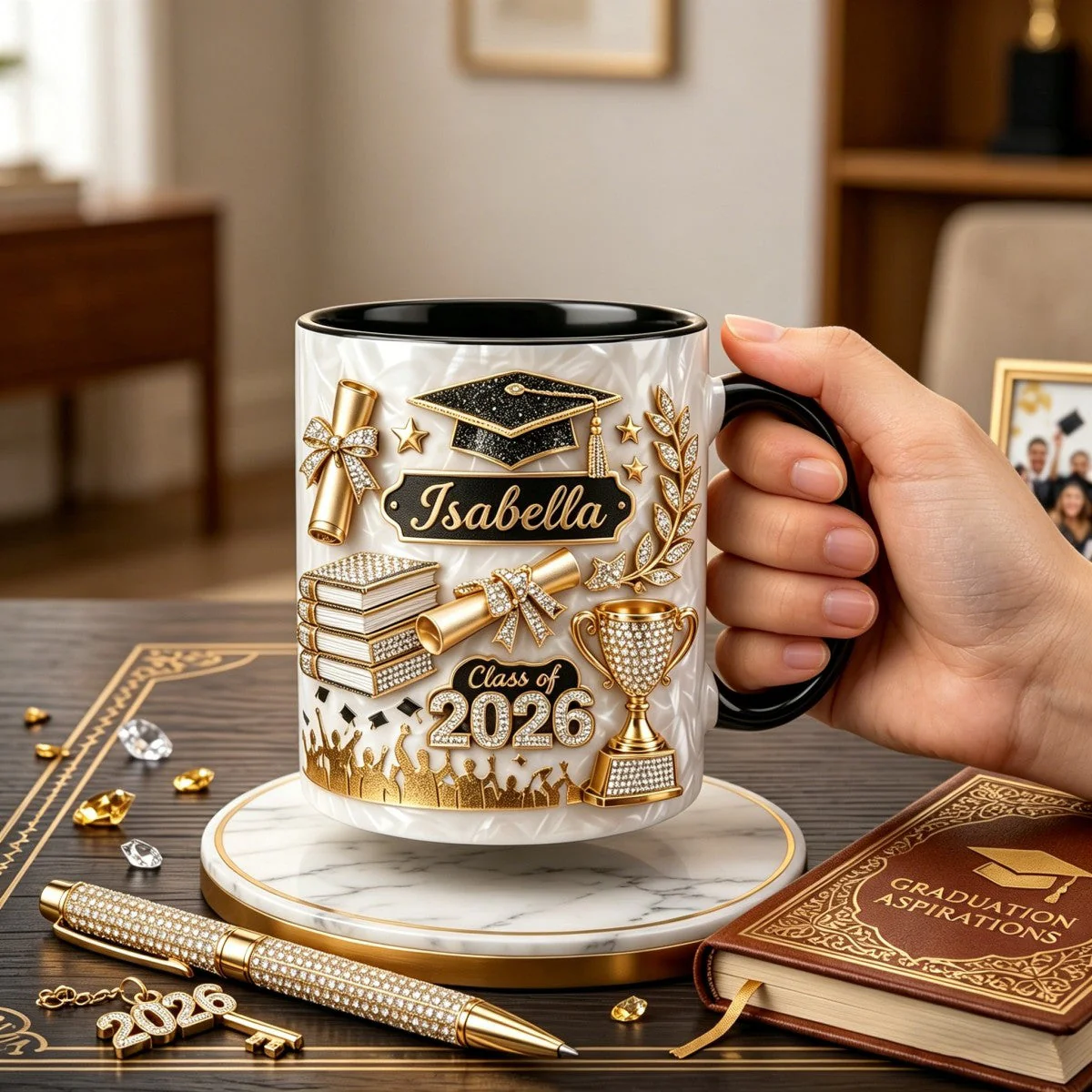3D Effect Coffee Mug - Personalized Graduation Gift For Graduates - Image 2