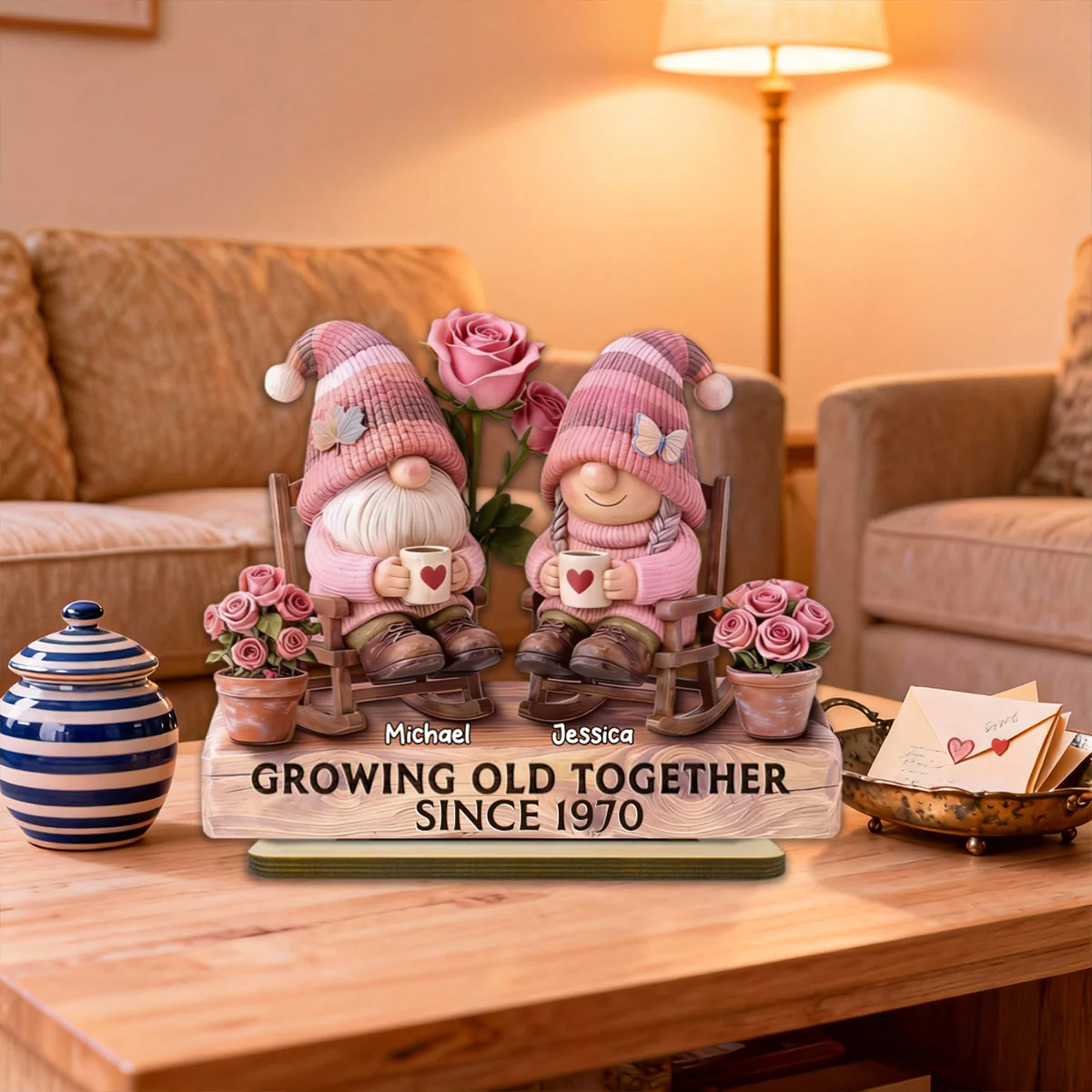 3D Effect Couple Grow Old Together - Personalized Wooden Plaque - Perfect Valentine's Day Gift For Him, Gift For Her - Image 4