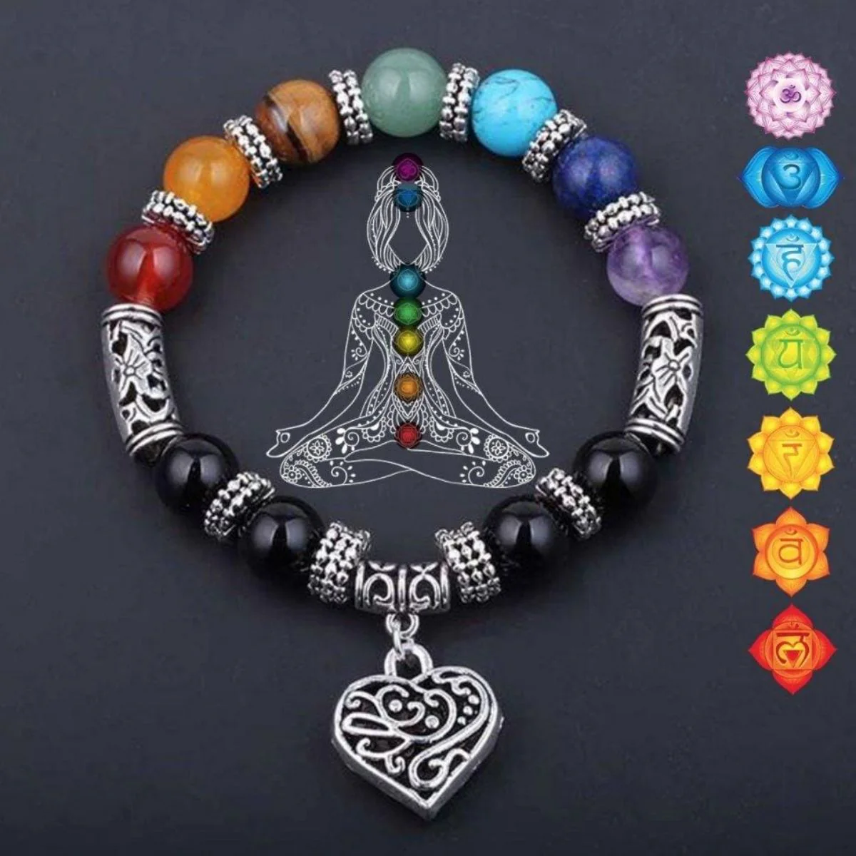 7 Chakra Reiki Healing Heart Bracelet - Image 3