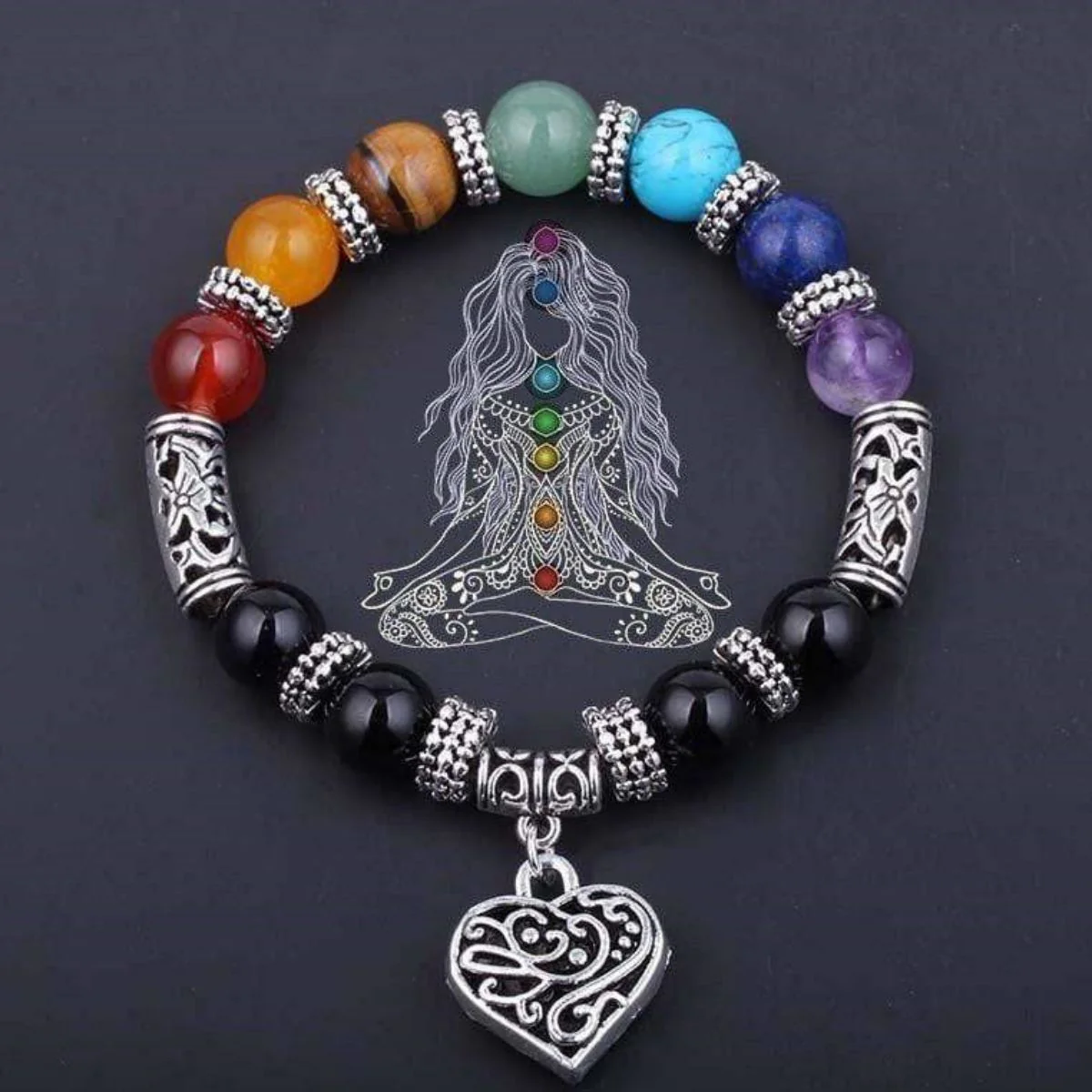 7 Chakra Reiki Healing Heart Bracelet - Image 4