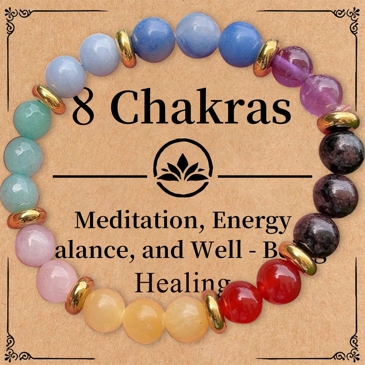 8 Chakras Card Bracelet With Amethyst - Image 4