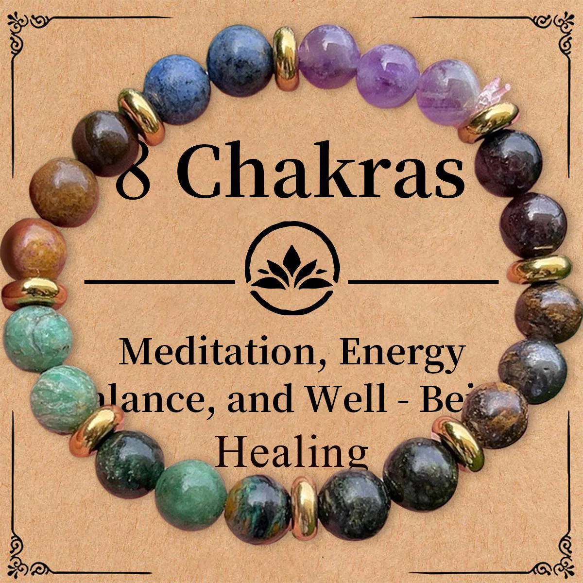 8 Chakras Card Bracelet With Amethyst - Image 5