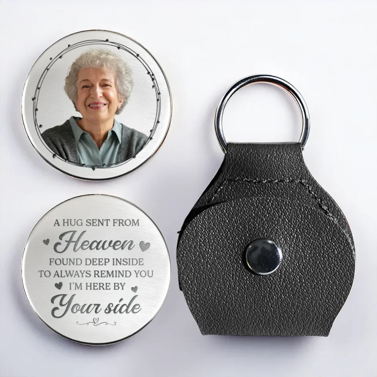 A Beautiful Soul, Forever Cherished - Memorial Personalized Custom Keychain Pocket Hug - Image 2