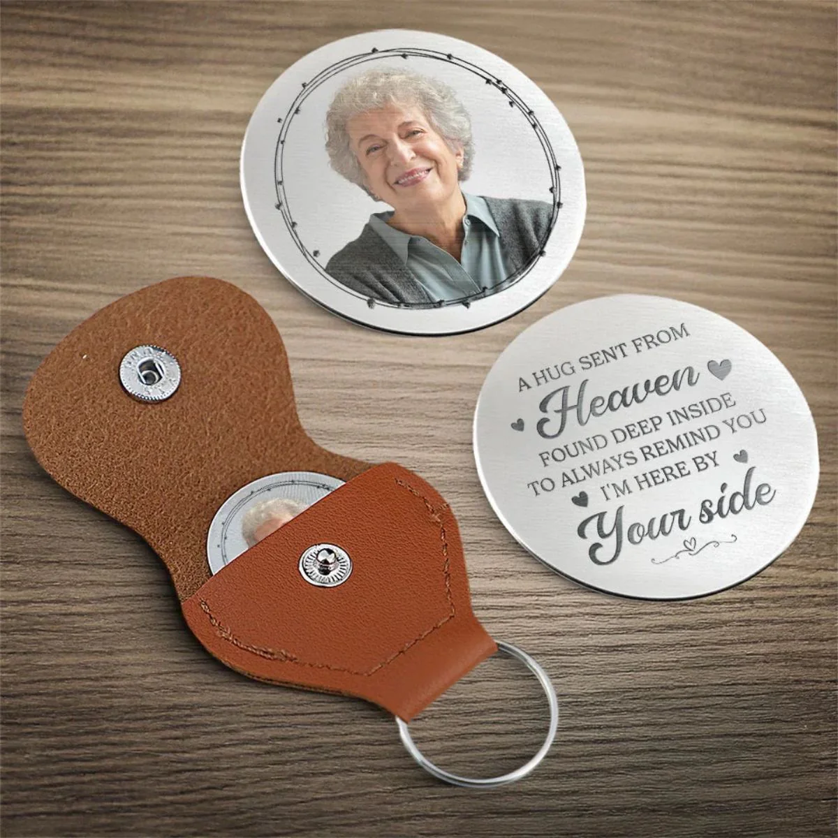 A Beautiful Soul, Forever Cherished - Memorial Personalized Custom Keychain Pocket Hug - Image 3