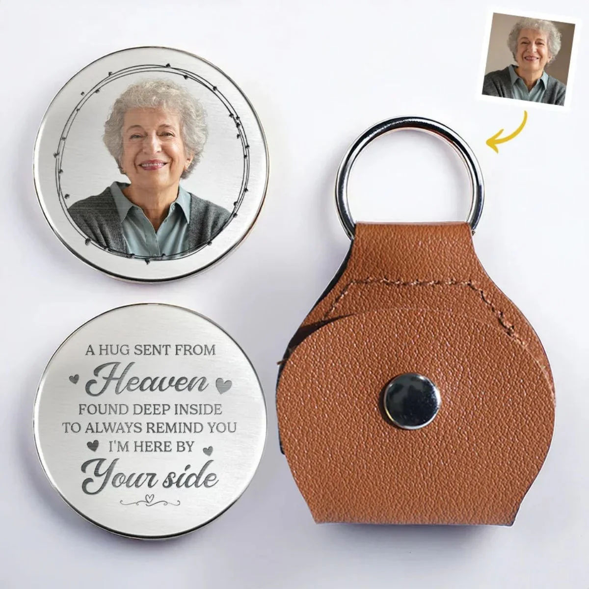 A Beautiful Soul, Forever Cherished - Memorial Personalized Custom Keychain Pocket Hug - Image 4