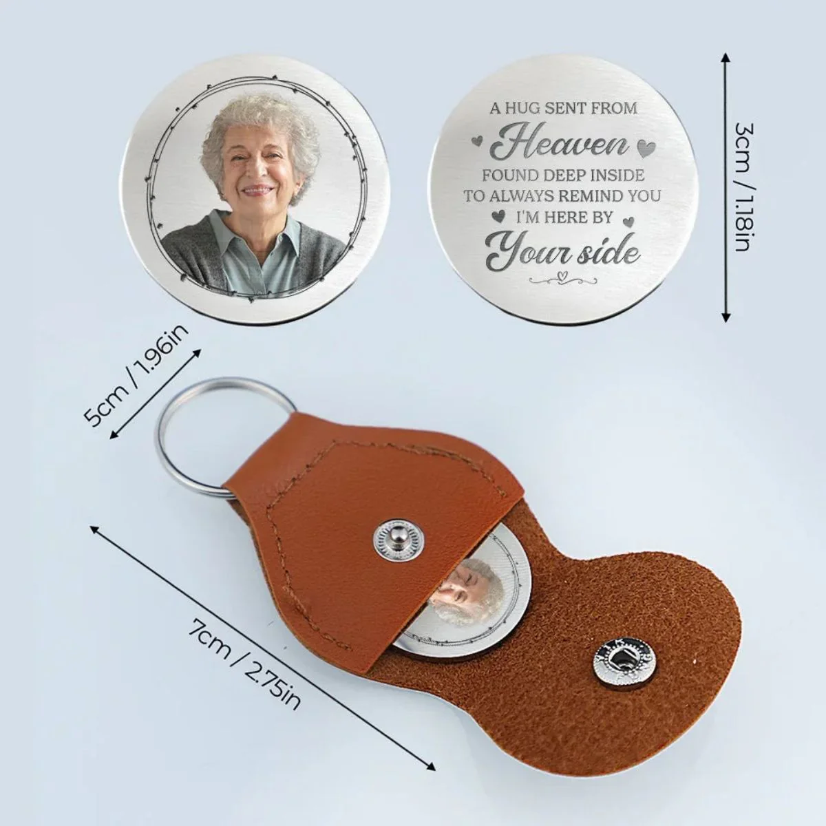 A Beautiful Soul, Forever Cherished - Memorial Personalized Custom Keychain Pocket Hug - Image 5