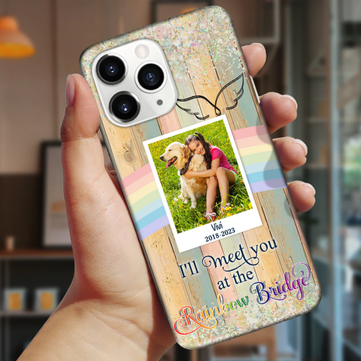 A Big Piece Of My Heart Is At The Rainbow Bridge Personalized Memorial Phone Case - Image 3