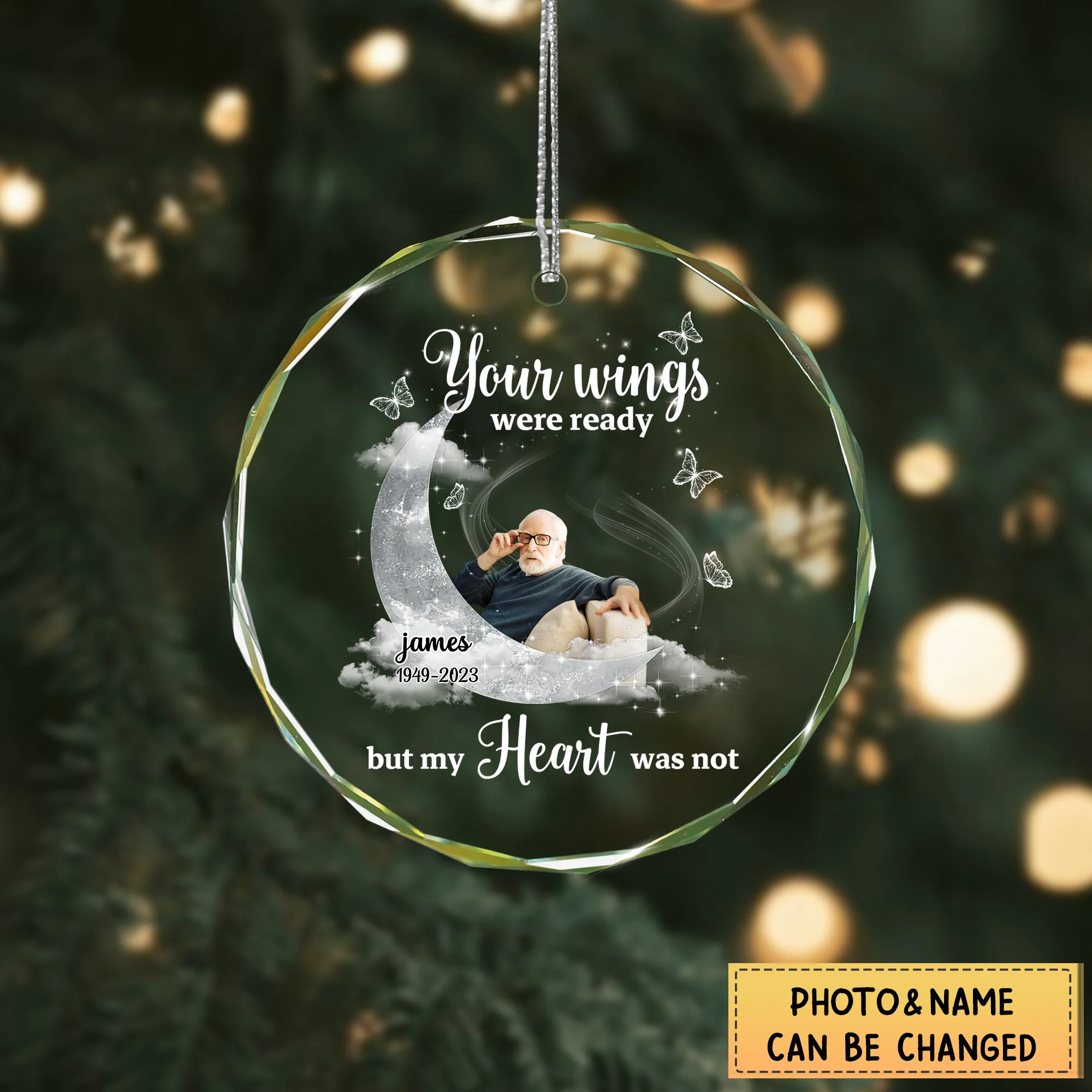 A Big Piece Of My Heart Lives In Heaven Personalized Glass Ornament - Image 2