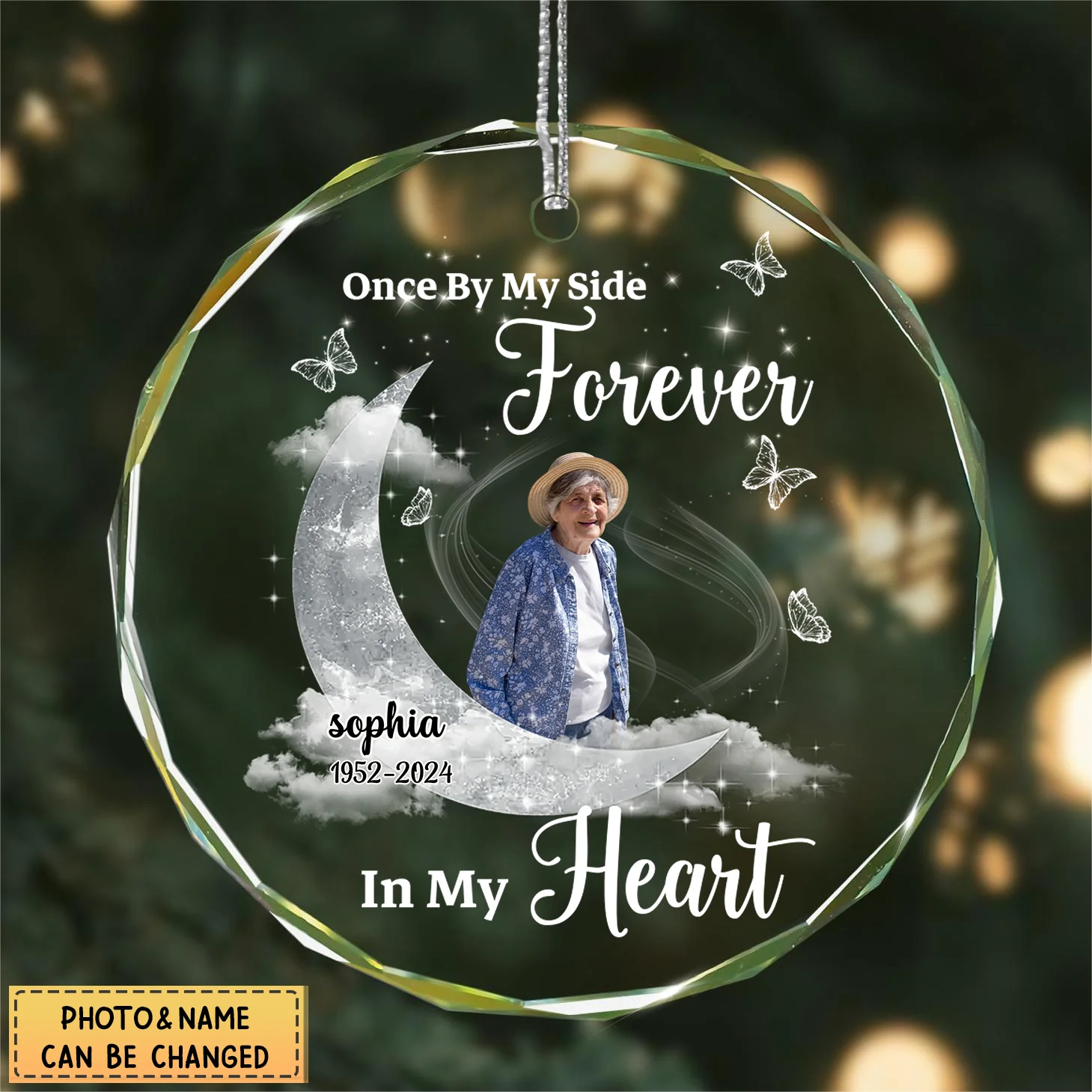 A Big Piece Of My Heart Lives In Heaven Personalized Glass Ornament - Image 3