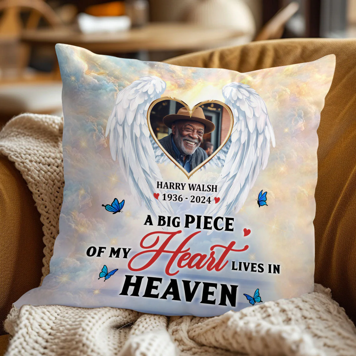 A Big Piece Of My Heart Lives In Heaven - Personalized Memorial Pillow - Image 2