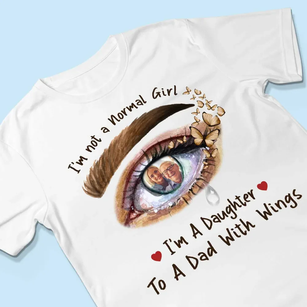 A Daughter To A Dad With Wings Personalized Memorial Pure Cotton T-shirt - Image 3