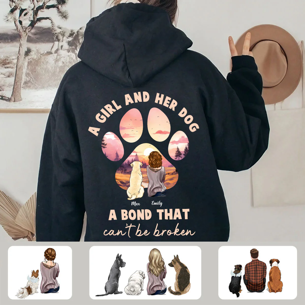A Girl And Her Dog A Bond That Can't Be Broken - Personalized Dog/Cat Lover Hoodie - Image 2
