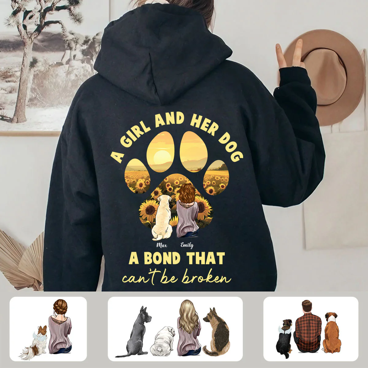 A Girl And Her Dog A Bond That Can't Be Broken - Personalized Dog/Cat Lover Hoodie - Image 3