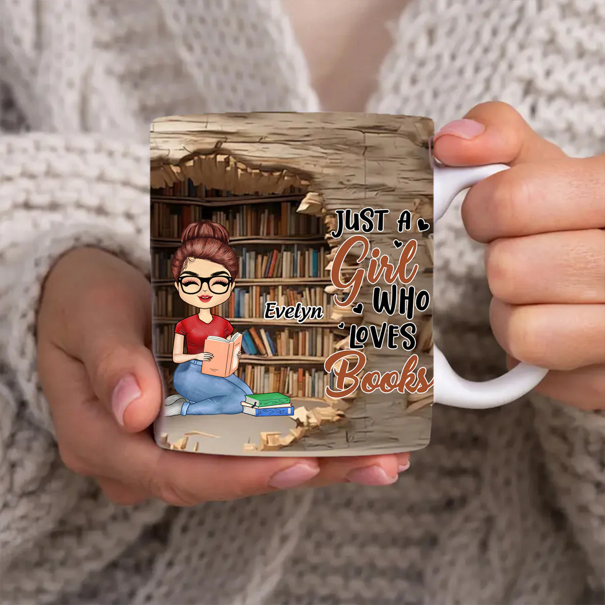 A Girl Who Loves Books Reading - Reading Gift - Personalized Mug - Image 3