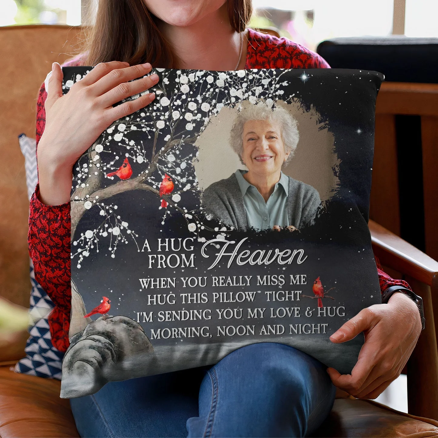 A Hug From Heaven I'm Always With You - Personalized Photo Pillow - Image 4