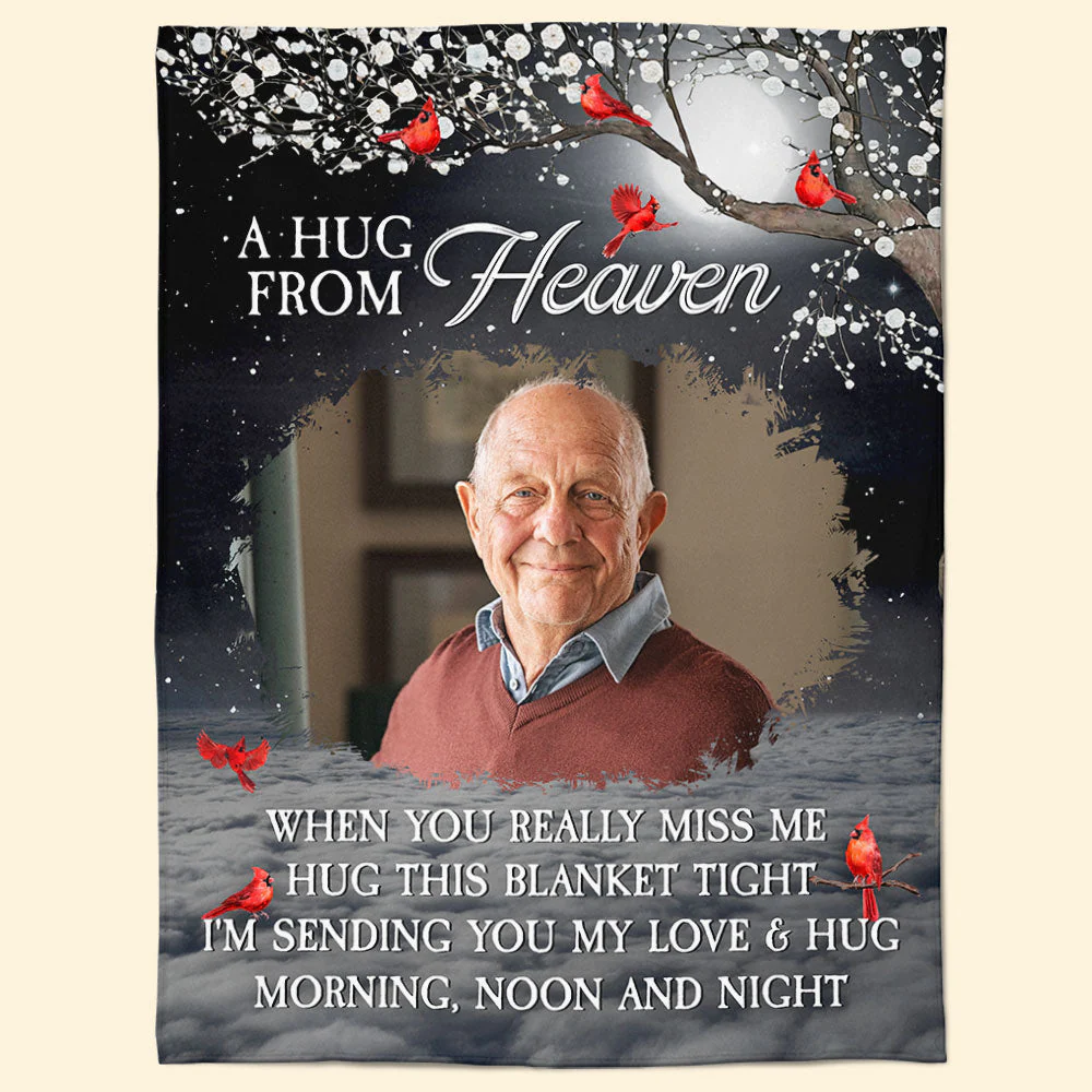 A Hug From Heaven - Personalized Photo Memorial Blanket - Image 2