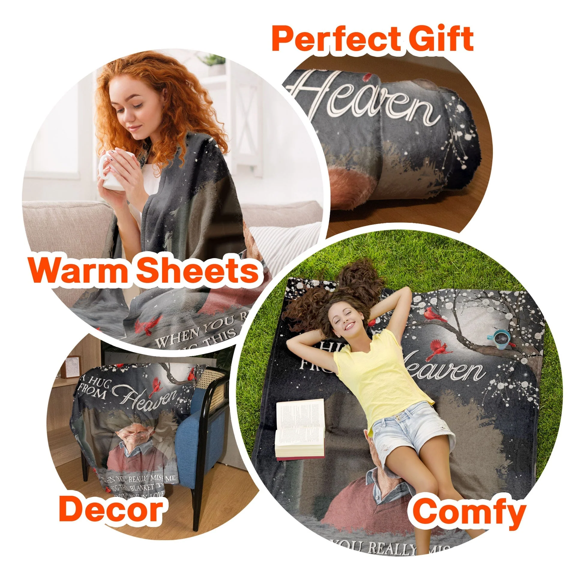 A Hug From Heaven - Personalized Photo Memorial Blanket - Image 5