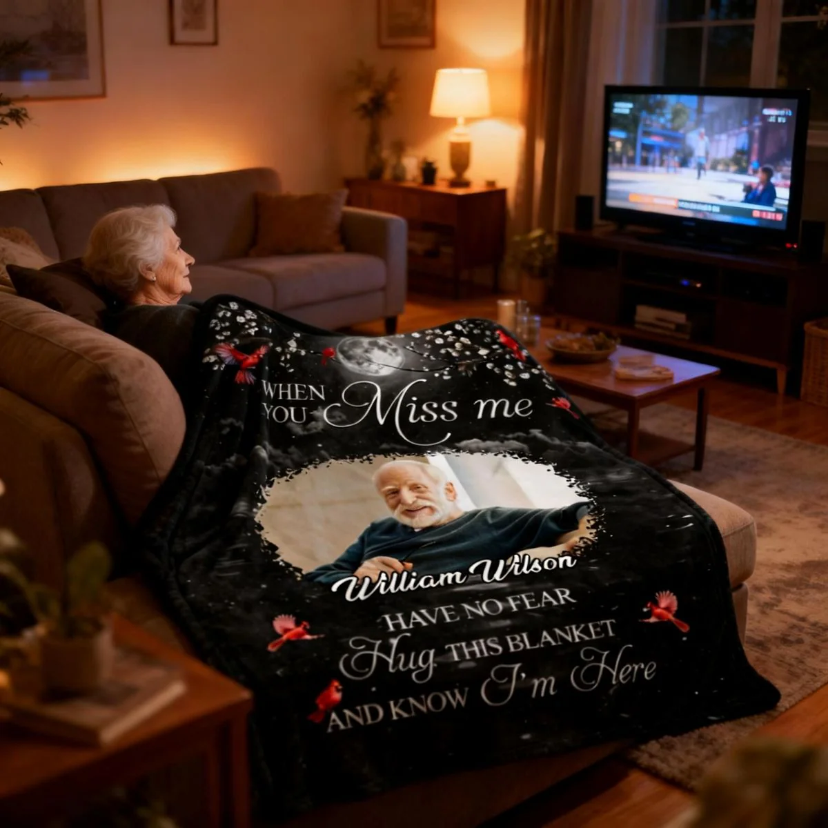 A Hug From Heaven When You Really Miss Me Memorial - Custom Photo Personalized Fleece Blanket - Image 5