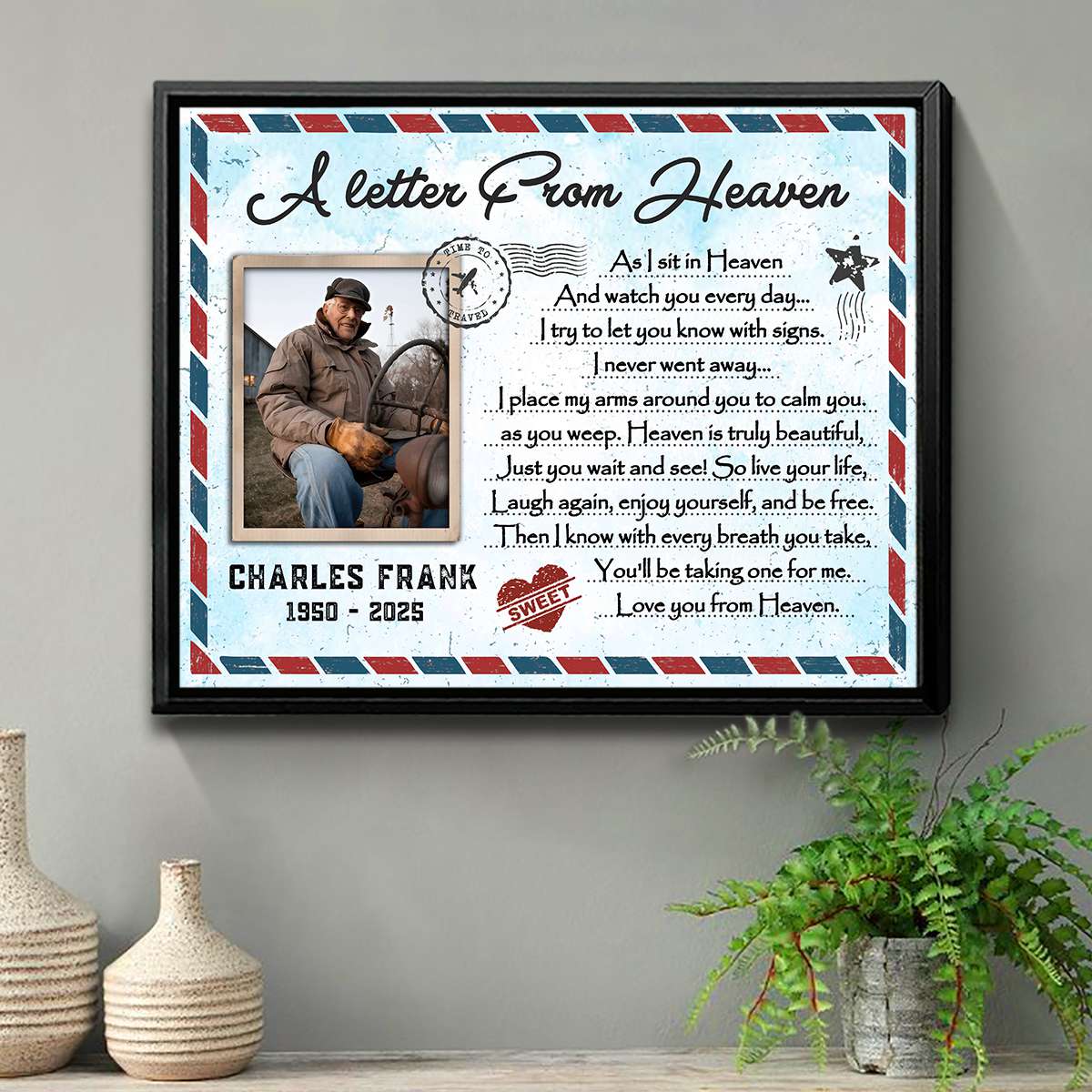 A Letter From Heaven – Personalized Memorial Gift For Loss Of Loved One Canvas Poster - Image 3