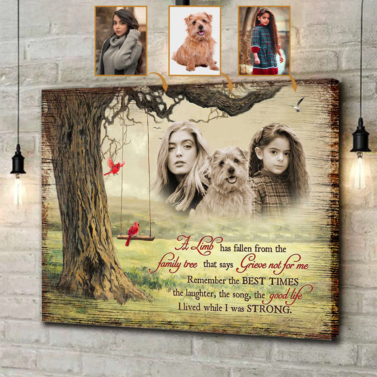 A Limb Has Fallen From the Family Tree,Add Deceased Loved One to Photo,Personalized Family Portrait Memorial Canvas Poster - Image 2