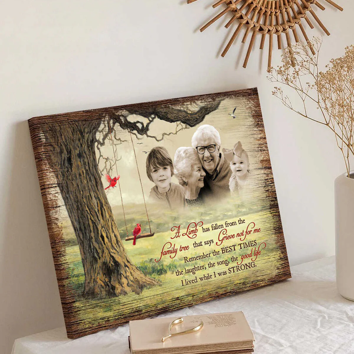 A Limb Has Fallen From the Family Tree,Add Deceased Loved One to Photo,Personalized Family Portrait Memorial Canvas Poster - Image 4