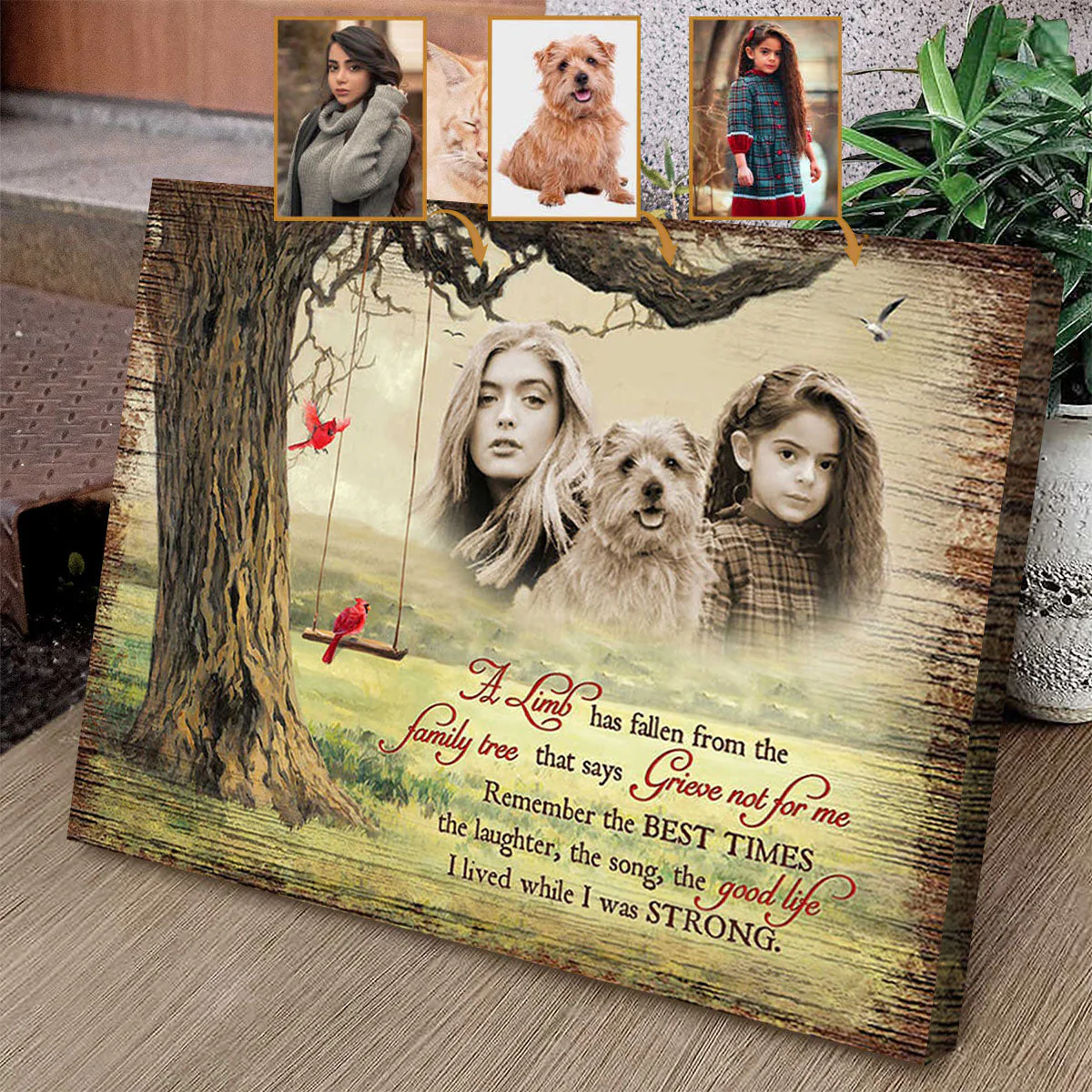 A Limb Has Fallen From the Family Tree,Add Deceased Loved One to Photo,Personalized Family Portrait Memorial Canvas Poster - Image 5