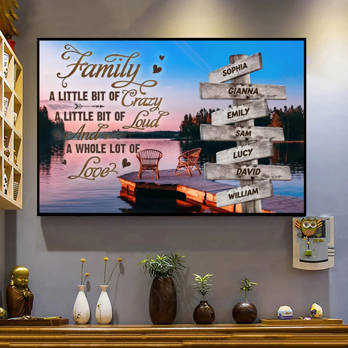 A Little Bit of Crazy, A Whole Lot of Love Family Love Personalized Canvas/Poster - Image 3