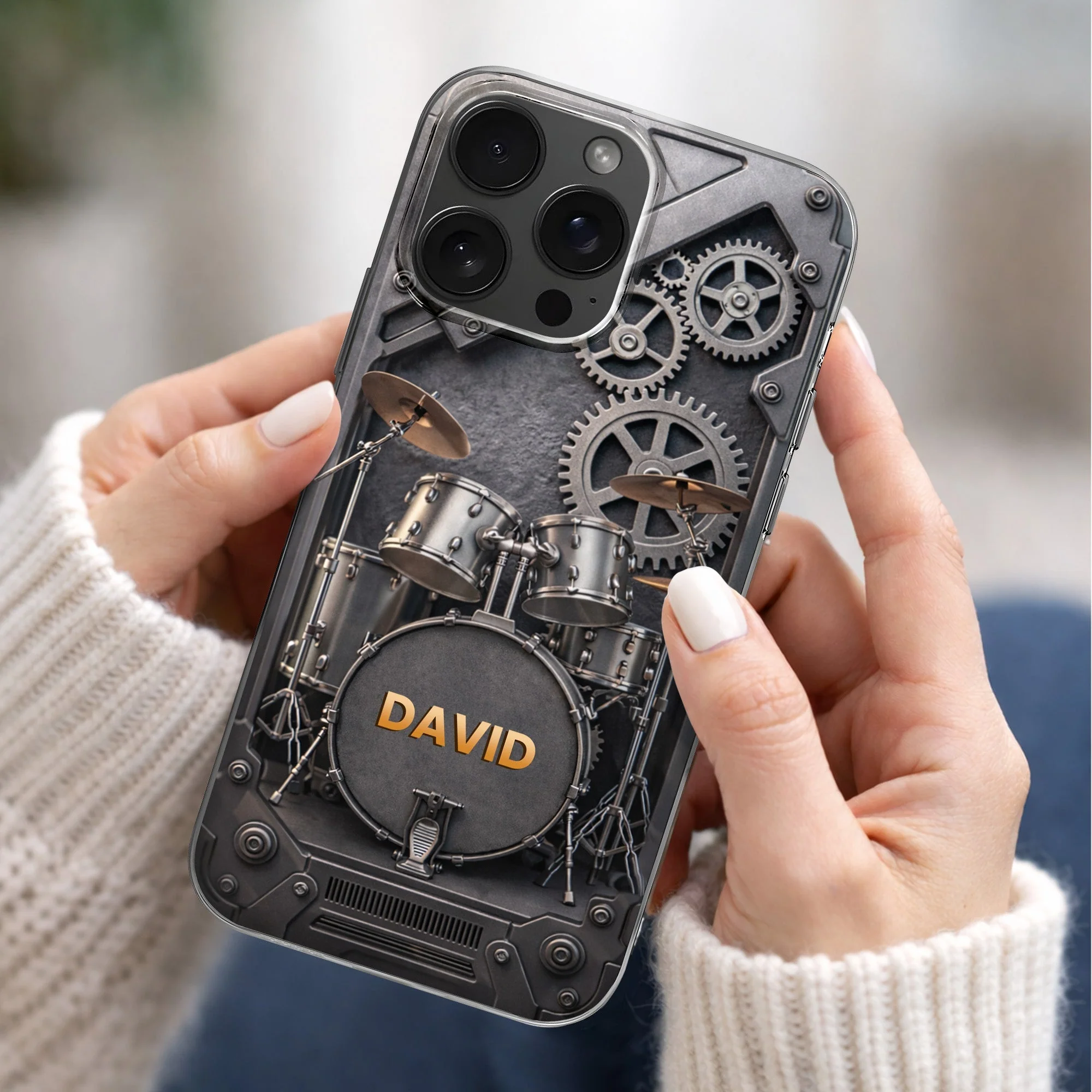 A Passion For Rhythm Drums - Personalized Clear Phone Case, Gift For Musician Lovers - Image 3
