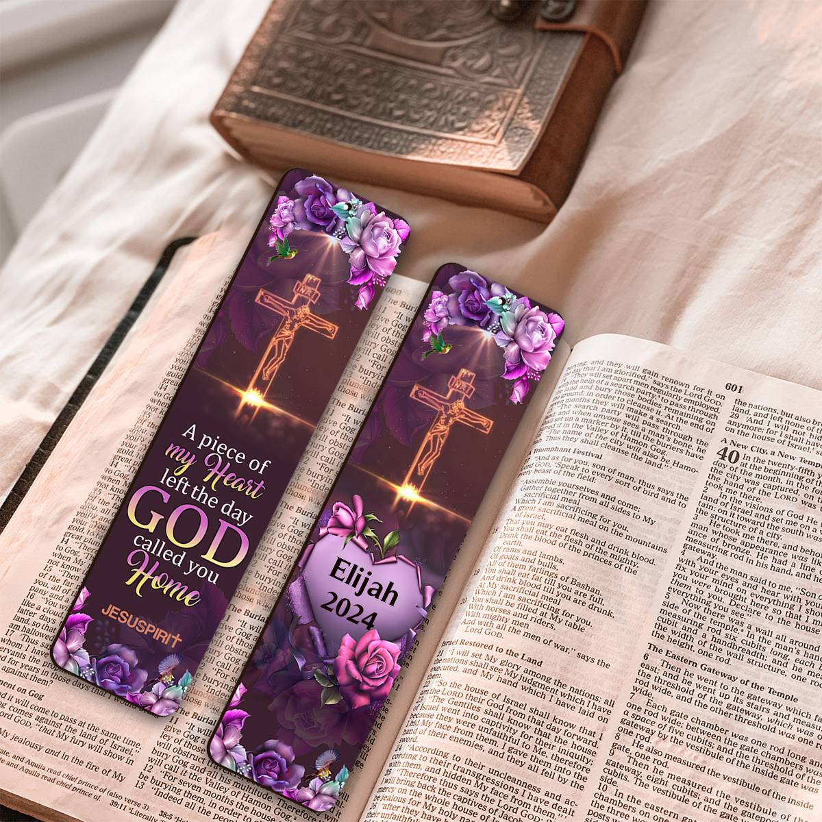 A Piece Of My Heart Left The Day God Called You Home-Personalized Memorial Wooden Bookmarks - Image 2