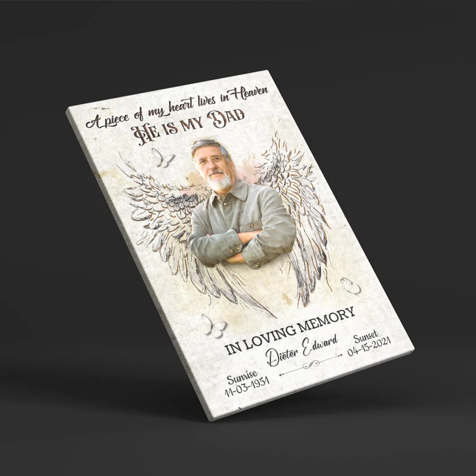 A Piece Of My Heart Personalized LoverIn Loving Memory Memorial Photo Canvas Poster - Image 10