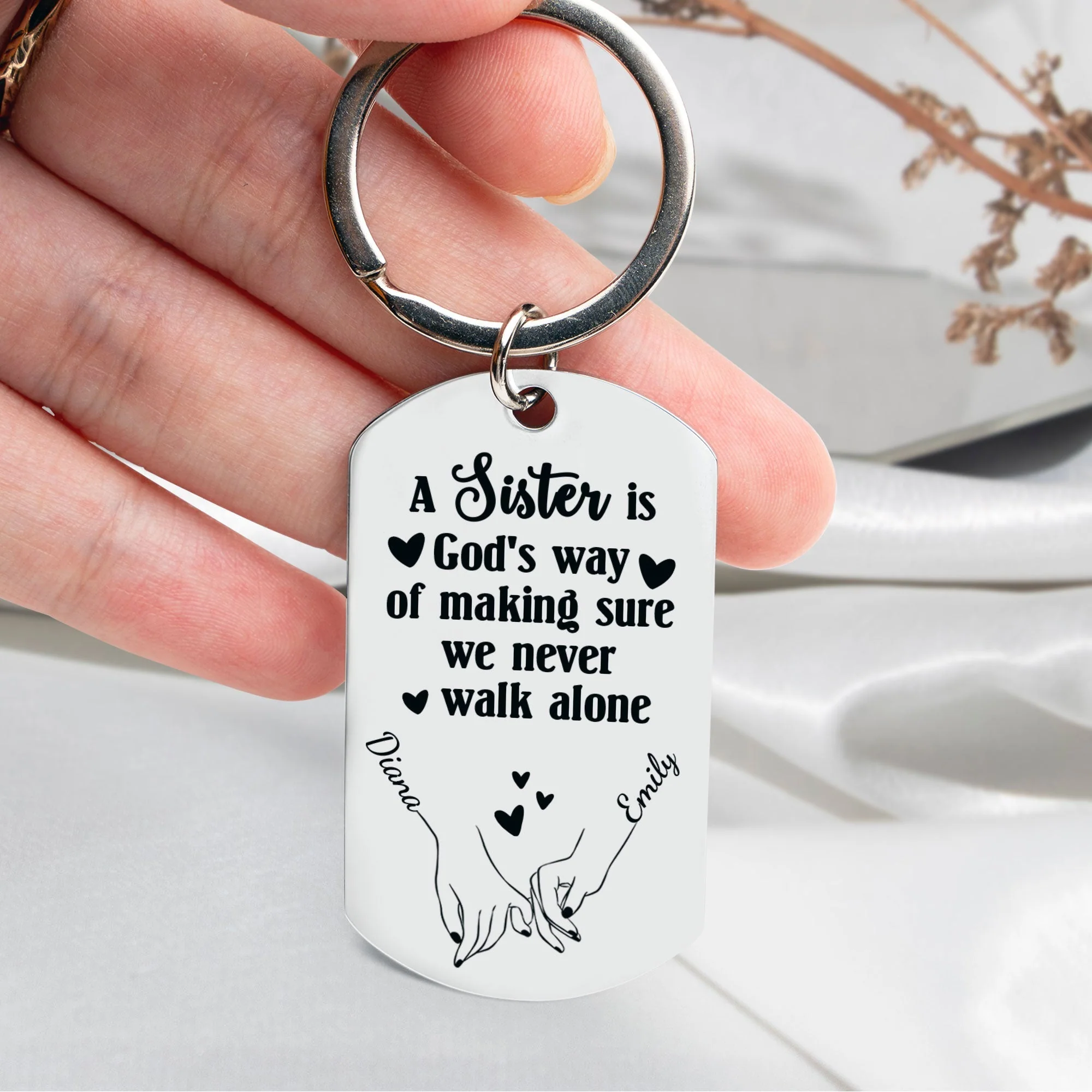 A Sister Is God’s Way - Personalized Stainless Steel Keychain - Image 2