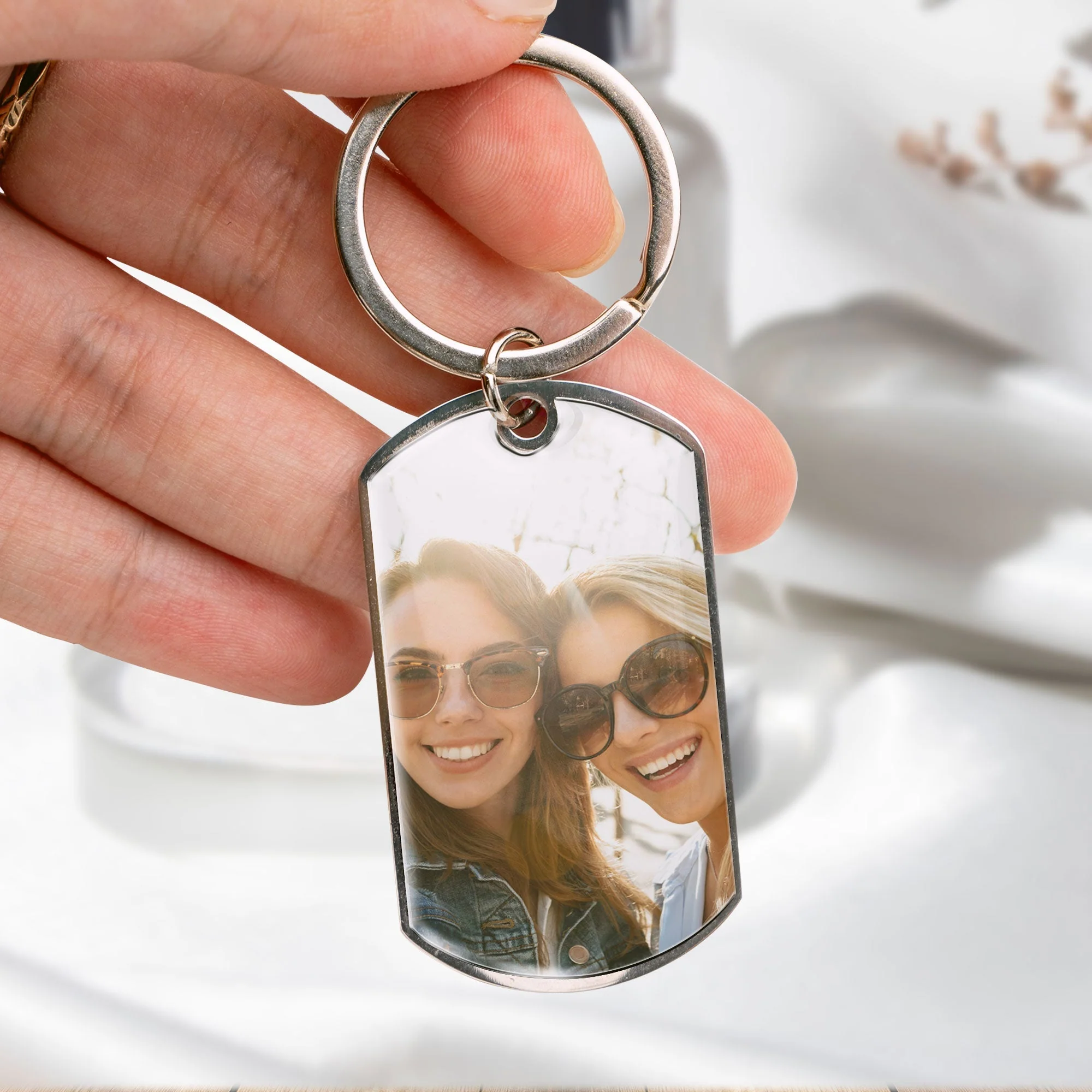 A Sister Is God’s Way - Personalized Stainless Steel Keychain - Image 3