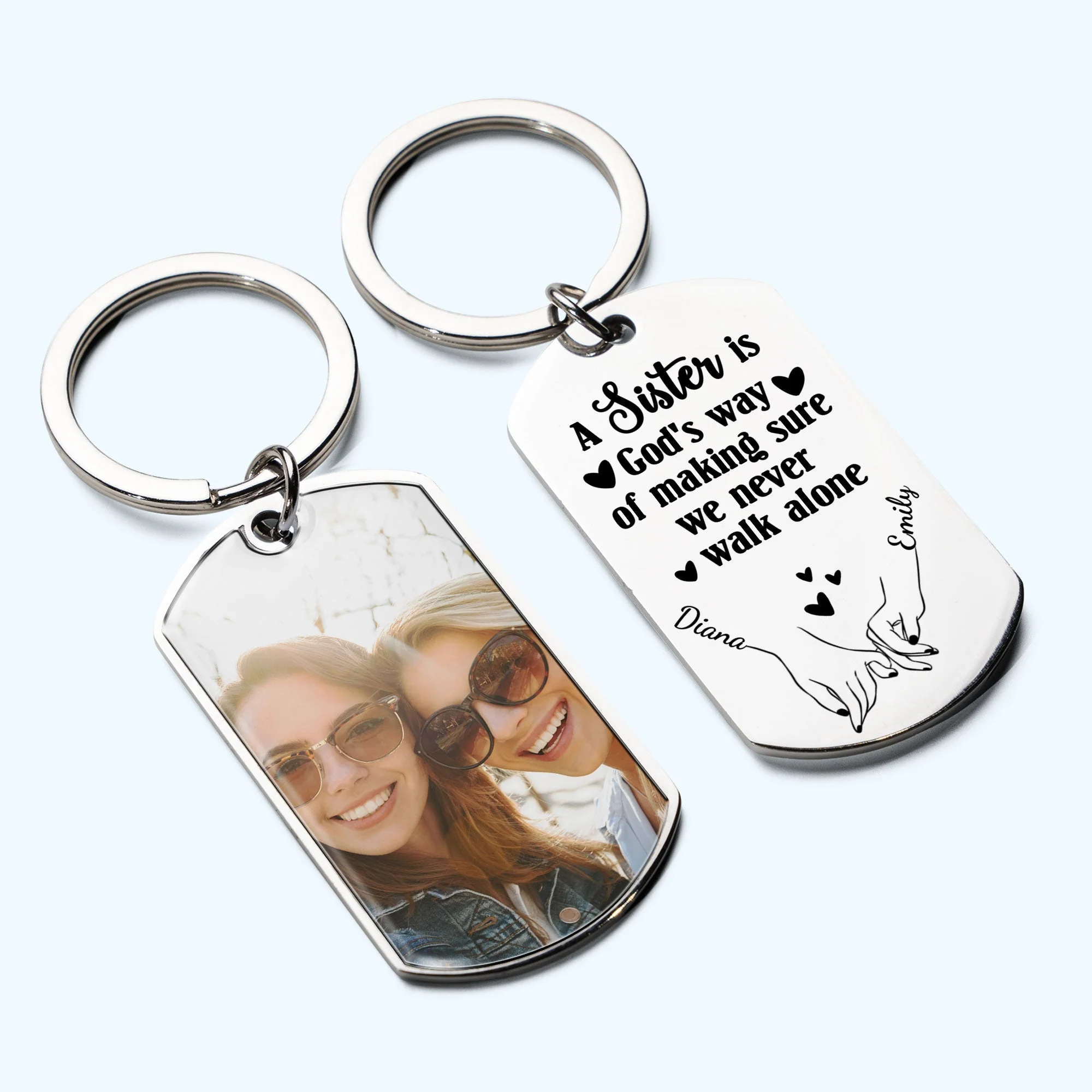 A Sister Is God’s Way - Personalized Stainless Steel Keychain - Image 5