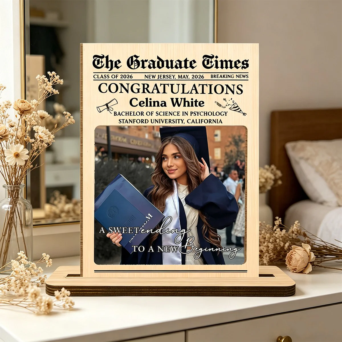 A Sweet Ending To A New Beginning, Custom Wood Plaque, Gift For Graduates - Image 4
