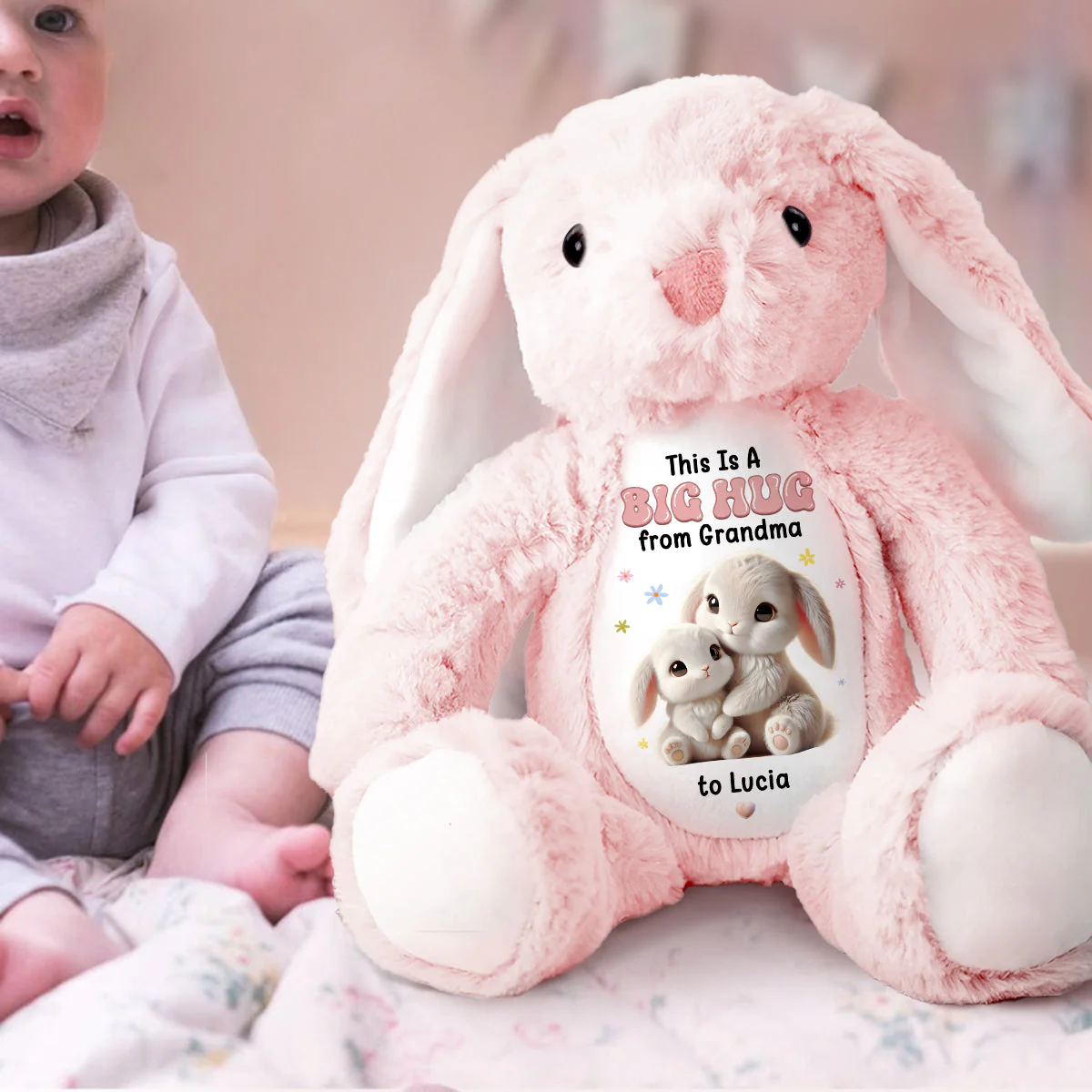 A Sweet Hug From Nana - Personalized Custom Easter Bunny Plush Gift For Family Members - Image 3
