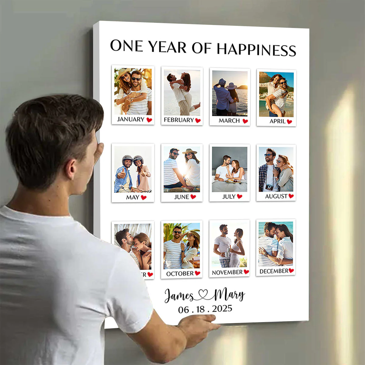 A Year Full Of Love Couple Anniversary Gift - Personalized Custom Photo Canvas Poster - Image 2